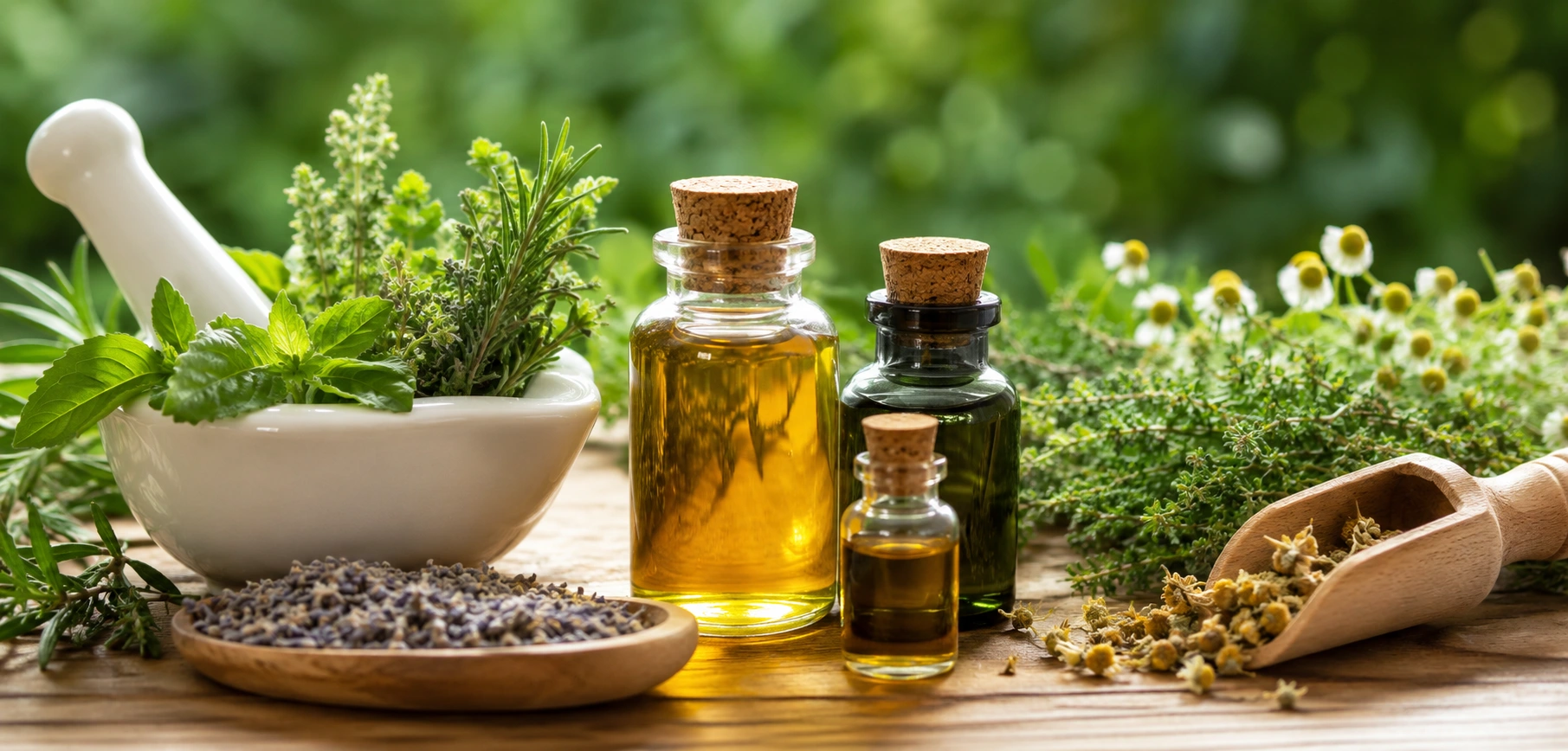 Fresh botanicals and herbal essential oil extracts
